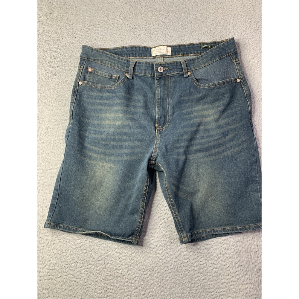 Smith & Mills Tailored Perfect Fit Denim Stretch Shorts Men's Sz 36 Medium Wash